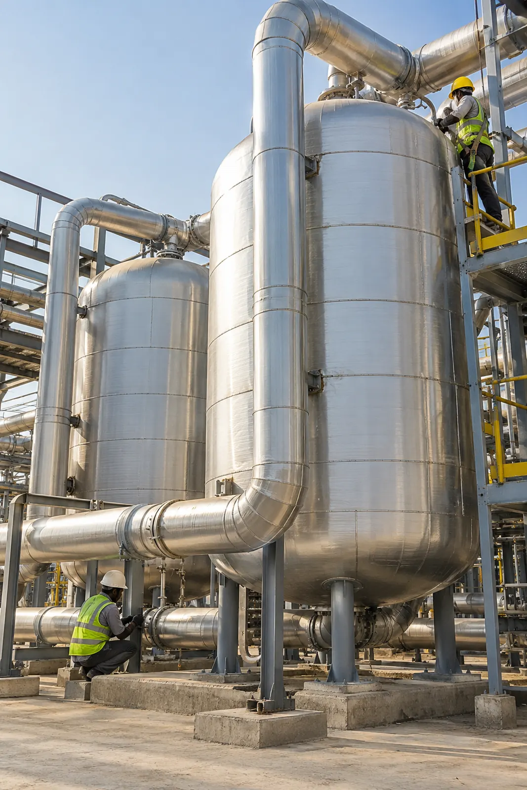 Cold insulation project: clad cold store vessels and chilled water